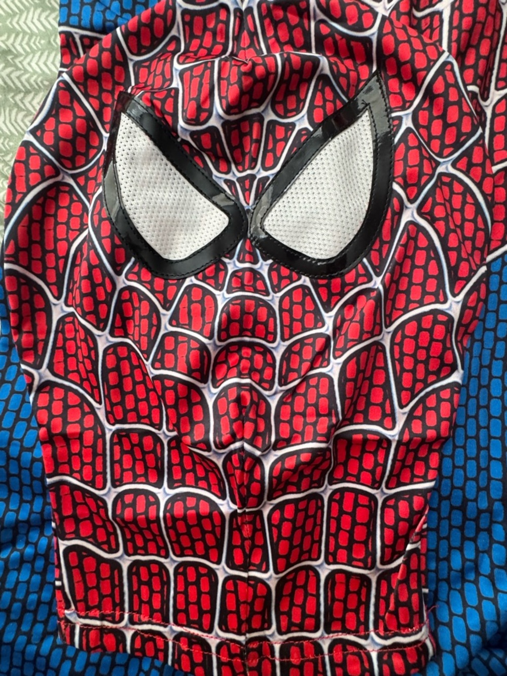 New adult Red & Blue Superhero Costume with Mask 190 cms up 6 ft tall - Picture 4 of 5